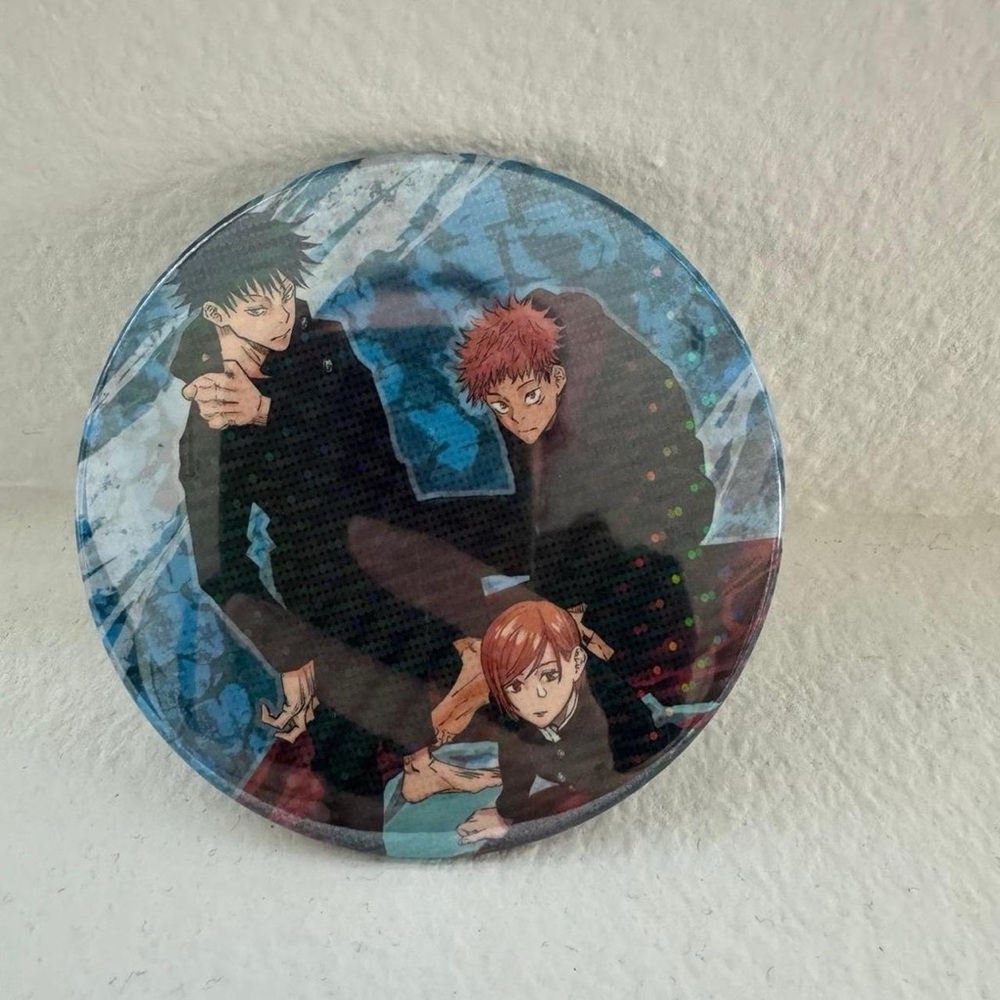 Jujutsu Kaisen anime trio can badge button Shonen Jump